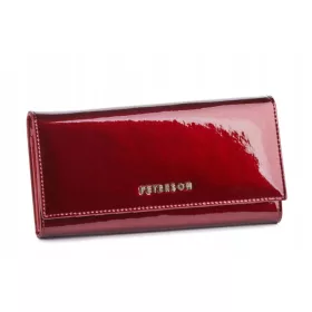   Peterson nagyméretű, sötétpiros női lakk bőr pénztárca RFID 18,5×9,5 cm