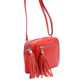   Luka DOLLARO piros női bőr válltáska, oldaltáska 20 x 14 x 8 cm