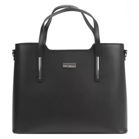  MiaMore 01-035 D (22-003-1) fekete női bőr kézitáska, válltáska, oldaltáska 37 x 28.5 x 16 cm