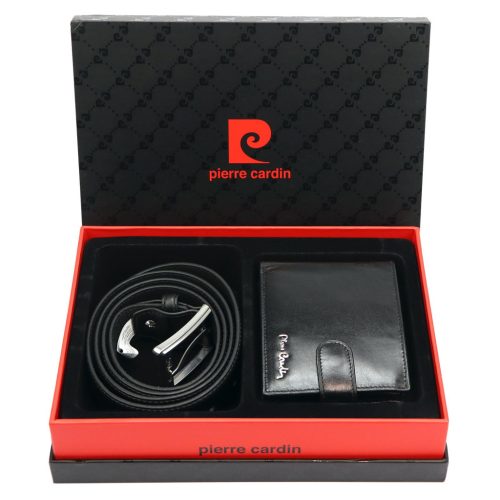 Pierre Cardin ZG-114 fekete férfi marhabőr ajándék szett 25.5 x 6 x 19 cm
