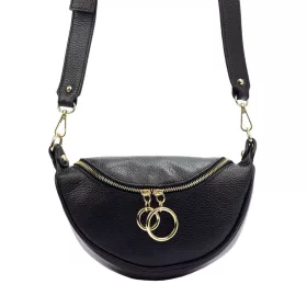   Luka 20-033 fekete női bőr válltáska, oldaltáska, crossbody 25 x 16 x 10 cm