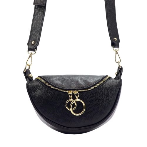 Luka 20-033 fekete női bőr válltáska, oldaltáska, crossbody 25 x 16 x 10 cm