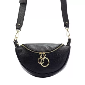   Luka 20-033 fekete női bőr válltáska, oldaltáska, crossbody 25 x 16 x 10 cm