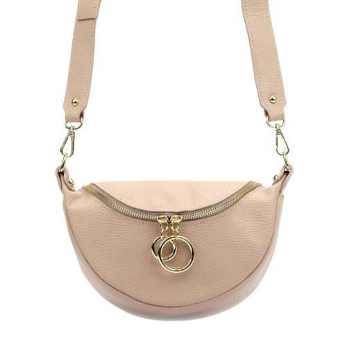 Luka 20-033 púderrózsaszín női bőr válltáska, oldaltáska, crossbody 25 x 16 x 10 cm