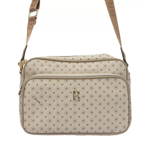 BRICIOLE 4047# fekete-bézs női rostbőr táska 27 x 20 x 11 cm