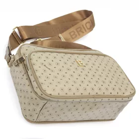   BRICIOLE 4047# fekete-bézs női rostbőr táska 27 x 20 x 11 cm