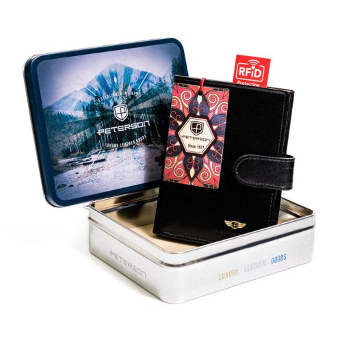 Peterson PTN 333ZA fekete férfi bőr pénztárca 10 x 13 x 2.5 cm