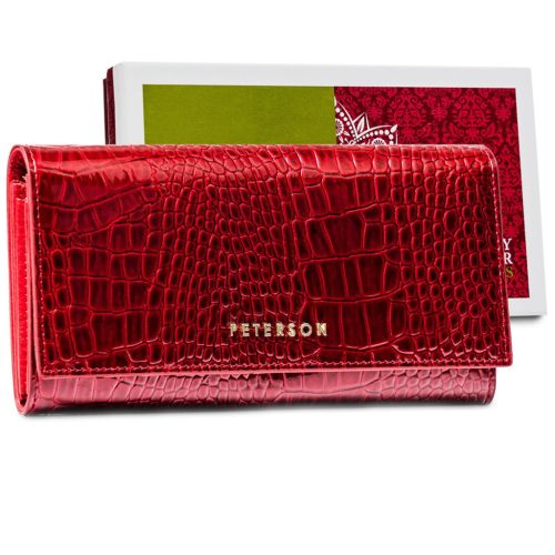 Peterson PTN CR-467 piros női bőr pénztárca 18.5 x 10 x 3 cm