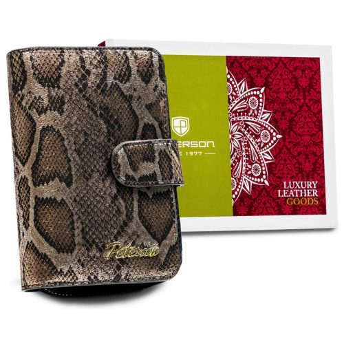 Peterson PTN BS-602 SNAKE fekete bőr női pénztárca 9.5x12.5x3 cm