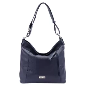   MiaMore 01-045 navy kék női bőr válltáska, oldaltáska 35 x 30 x 13 cm