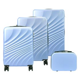   Gregorio világoskék ABS keményfalú bőrönd szett 4 db-os, kozmetikai táskával