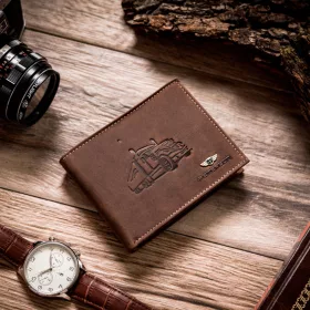   Peterson PTN 304T HUNTER mintás barna férfi valódi bőr pénztárca 12 x 9 x 2.5 cm