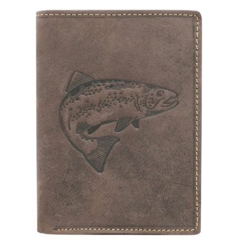 Wild ANIMALS N4-CHM FISH barna férfi marhabőr pénztárca
