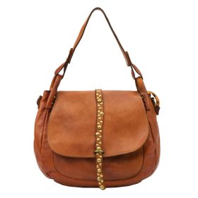   VS 006 barna női bőr válltáska, oldaltáska 36 x 30 x 14 cm