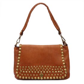   VS 007 világosbarna női bőr kézitáska, válltáska, oldaltáska 28 x 17 x 10 cm