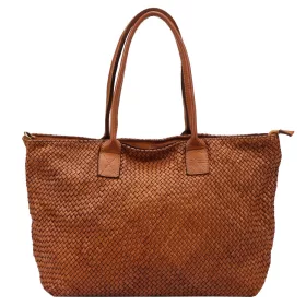 VS 010 barna női bőr válltáska, shopper 46 x 28 x 15 cm