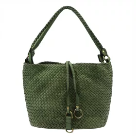   VS 008 zöld női bőr kézitáska, válltáska, oldaltáska 29 x 20 x 14 cm