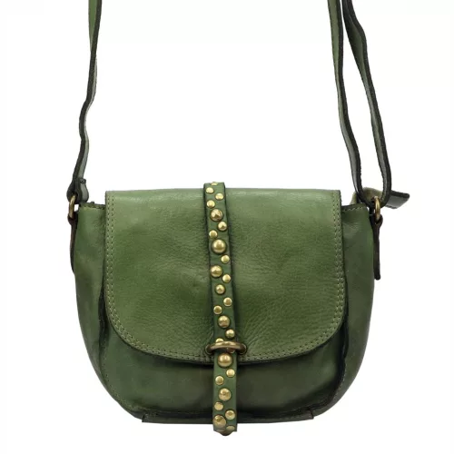 VS 002 zöld női bőr oldaltáska 24 x 18 x 11 cm