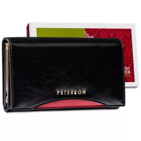   Peterson PTN PL-466.01 fekete-piros női bőr pénztárca 15 x 9 x 3 cm