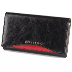   Peterson PTN PL-466.01 fekete-piros női bőr pénztárca 15 x 9 x 3 cm