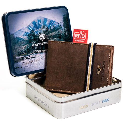 Peterson PTN 304E H barna férfi bőr pénztárca 12 x 9.5 x 2.5 cm