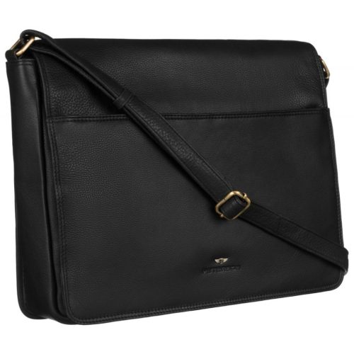 Peterson PTN 1725-NDM fekete férfi bőr oldaltáska,laptoptáska 39 x 31 x 9 cm 