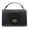 Luka 20-038 CROCO fekete női bőr kézitáska 23 x 16 x 7.5 cm