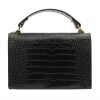 Luka 20-038 CROCO fekete női bőr kézitáska 23 x 16 x 7.5 cm