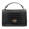 Luka 20-038 CROCO fekete női bőr kézitáska 23 x 16 x 7.5 cm