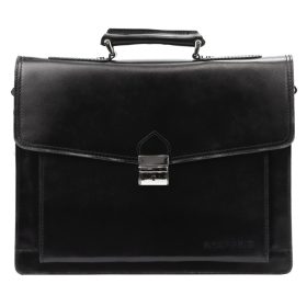   Gregorio Art.6 SILVER fekete férfi bőr aktatáska 40 x 31 x 16 cm