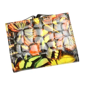   Lorenti 55287-13 színes pillangó mintás női bőr pénztárca 10 x 7.5 x 3 cm
