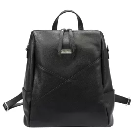   MiaMore 01-047 olasz fekete női bőr hátizsák 32 x 34 x 16 cm