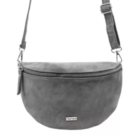   MiaMore 01-029 Z szürke női bőr válltáska, oldaltáska, crossbody 28 x 20 x 7 cm
