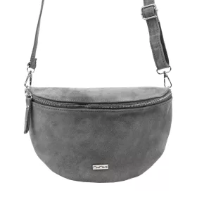  MiaMore 01-029 Z szürke női bőr válltáska, oldaltáska, crossbody 28 x 20 x 7 cm