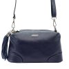 MiaMore 01-004 navy női bőr válltáska, oldaltáska 26 x 14 x 11 cm