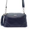 MiaMore 01-004 navy női bőr válltáska, oldaltáska 26 x 14 x 11 cm