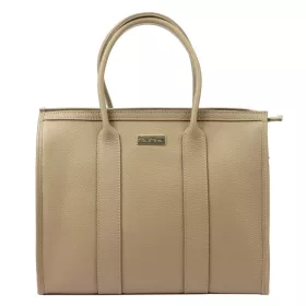   MiaMore 01-056 bézs női bőr kézitáska, válltáska 34 x 27.5 x 14 cm