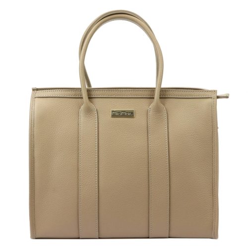 MiaMore 01-056 bézs női bőr kézitáska, válltáska 34 x 27.5 x 14 cm
