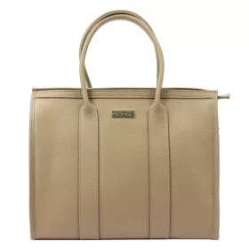   MiaMore 01-056 bézs női bőr kézitáska, válltáska 34 x 27.5 x 14 cm
