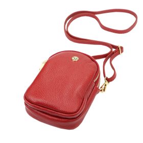   Gregorio 1705 piros női bőr válltáska, mobiltartó 13 x 18.5 x 7 cm