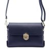 Luka 20-052 navy női bőr válltáska, oldaltáska 23.5 x 15.5 x 9 cm
