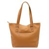 MiaMore 01-058 cognac barna női bőr válltáska, shopper 40 x 30 x 12 cm