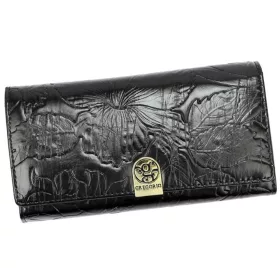   Gregorio HL-102 nagyméretű, mintás fekete női pénztárca 18,5 × 10 cm