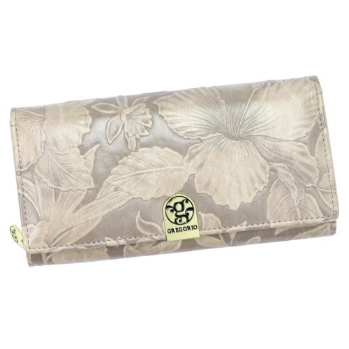 Gregorio HL-106 virágmintás bézs női bőr pénztárca 19 x 10 x 4 cm 