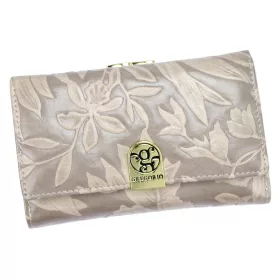   Gregorio HL-108 bézs virágmintás női bőr pénztárca 14.5 x 9 x 3.8 cm