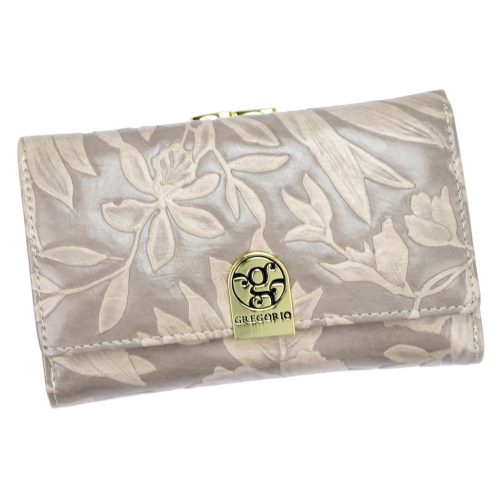 Gregorio HL-108 bézs virágmintás női bőr pénztárca 14.5 x 9 x 3.8 cm