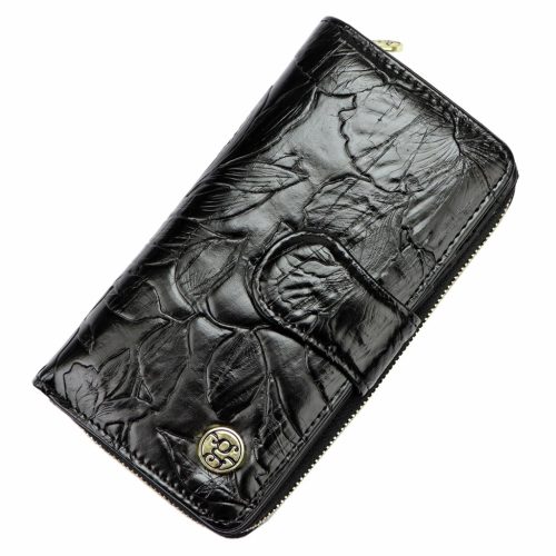 Gregorio HL-116 fekete mintás női bőr pénztárca 9.5 x 17 x 3.8 cm