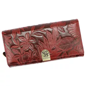   Gregorio HL-122 bordó virágmintás női bőr pénztárca 19.5 x 10 x 4 cm