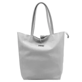   MiaMore 01-014 Z szürke női bőr válltáska 40 x 38 x 13 cm