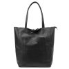 MiaMore 01-060 fekete női bőr válltáska, shopper 39 x 37 x 13 cm 